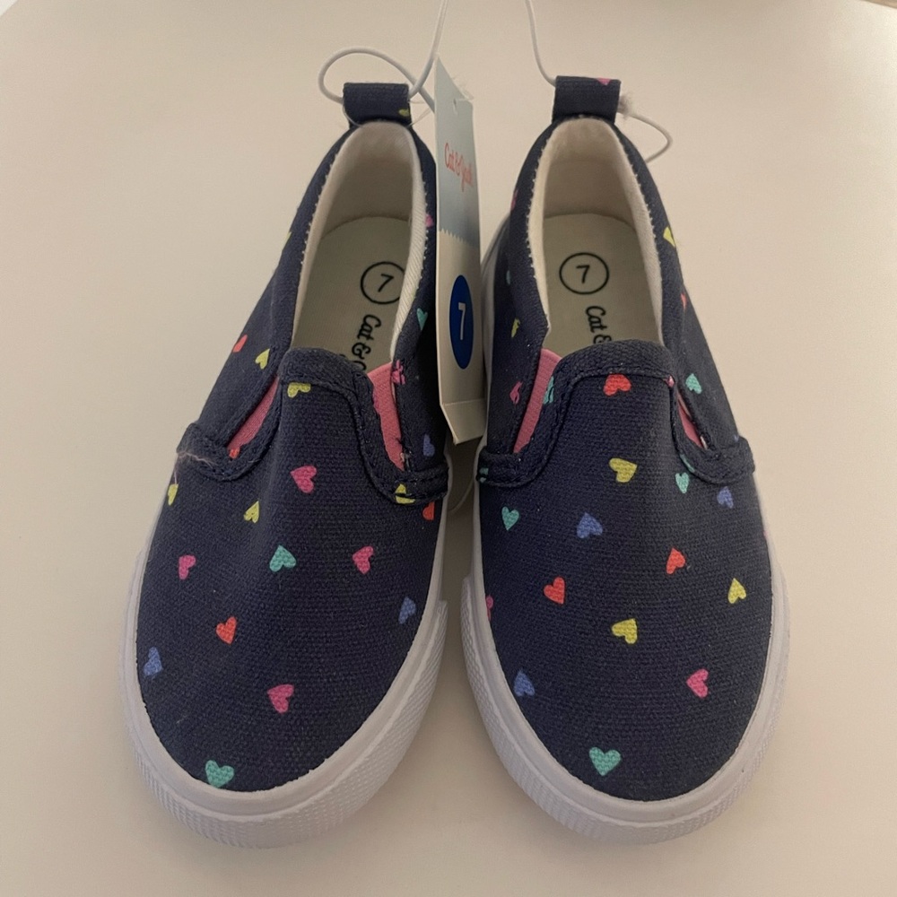 Cat & Jack Kids' Navy Keds with Multicolor Hearts NWT